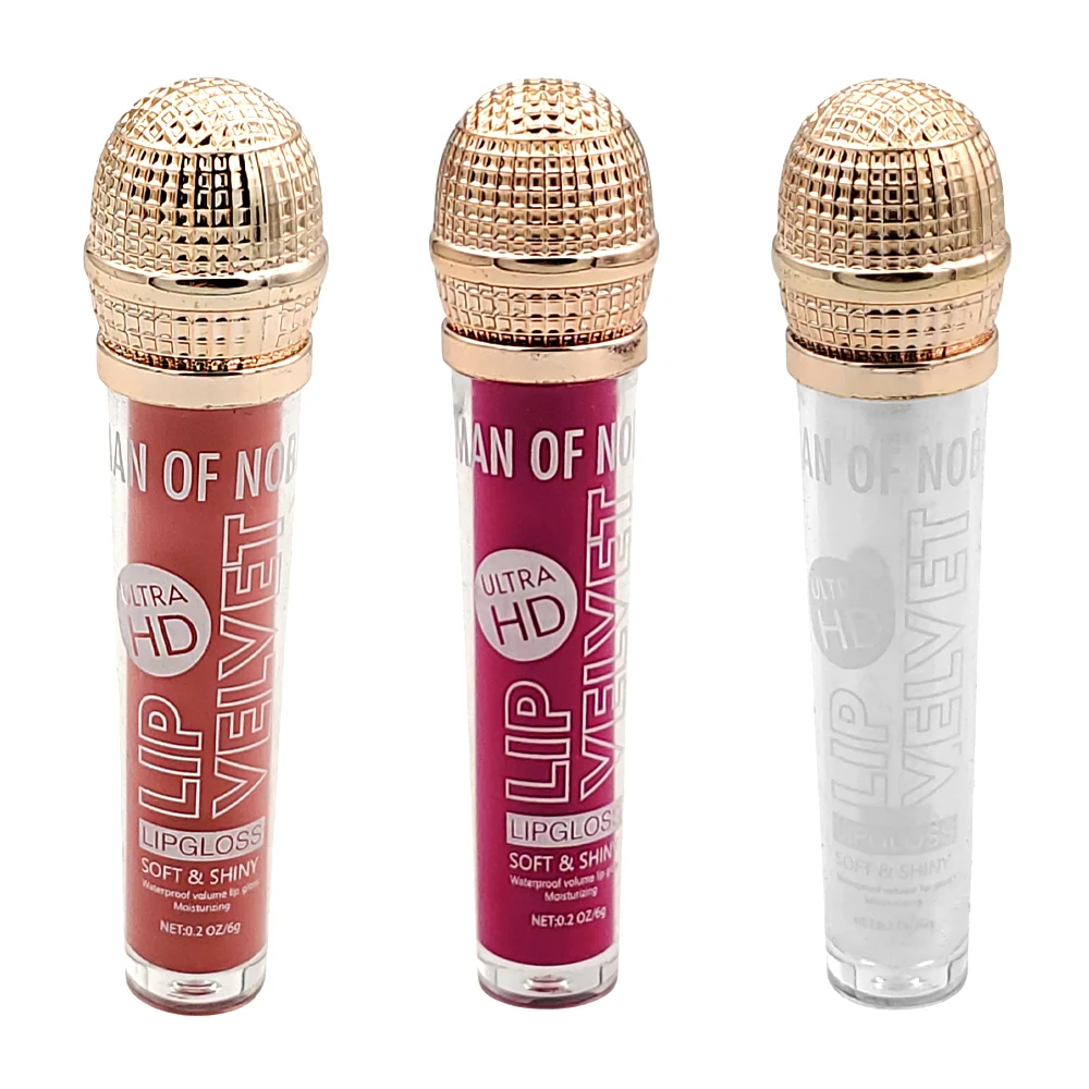 1pza Brillo labial con forma de micrófono, 6g, variedad de tonos / im…