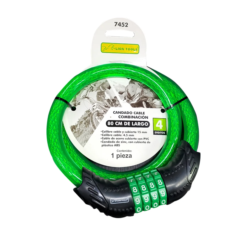 Candado para motocicleta o bicicleta con combinación de 4 dígitos, 80…