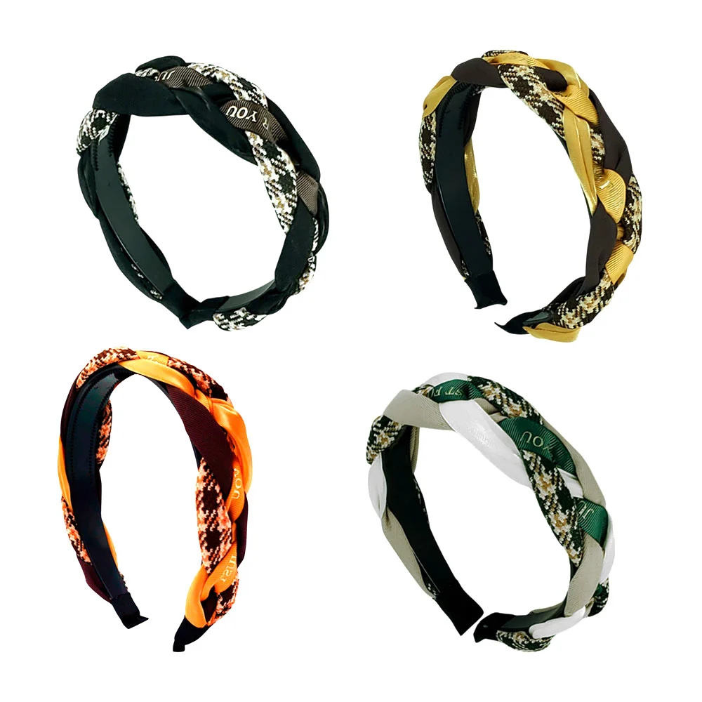 1pza Diadema para cabello tricolor, con diseños de tela trenzada, var…