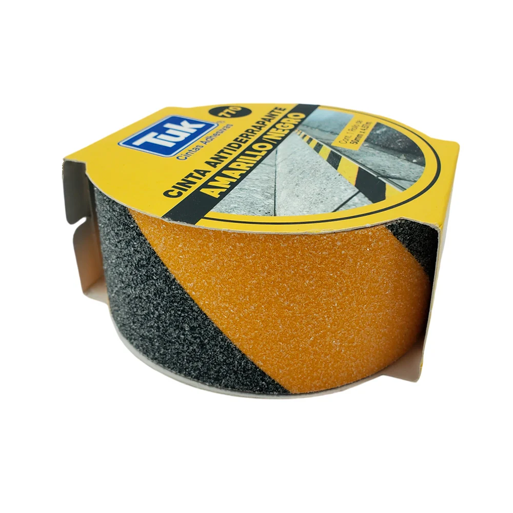 1pza Cinta adhesiva tuk antiderrapante color amarillo y negro de 4.57…