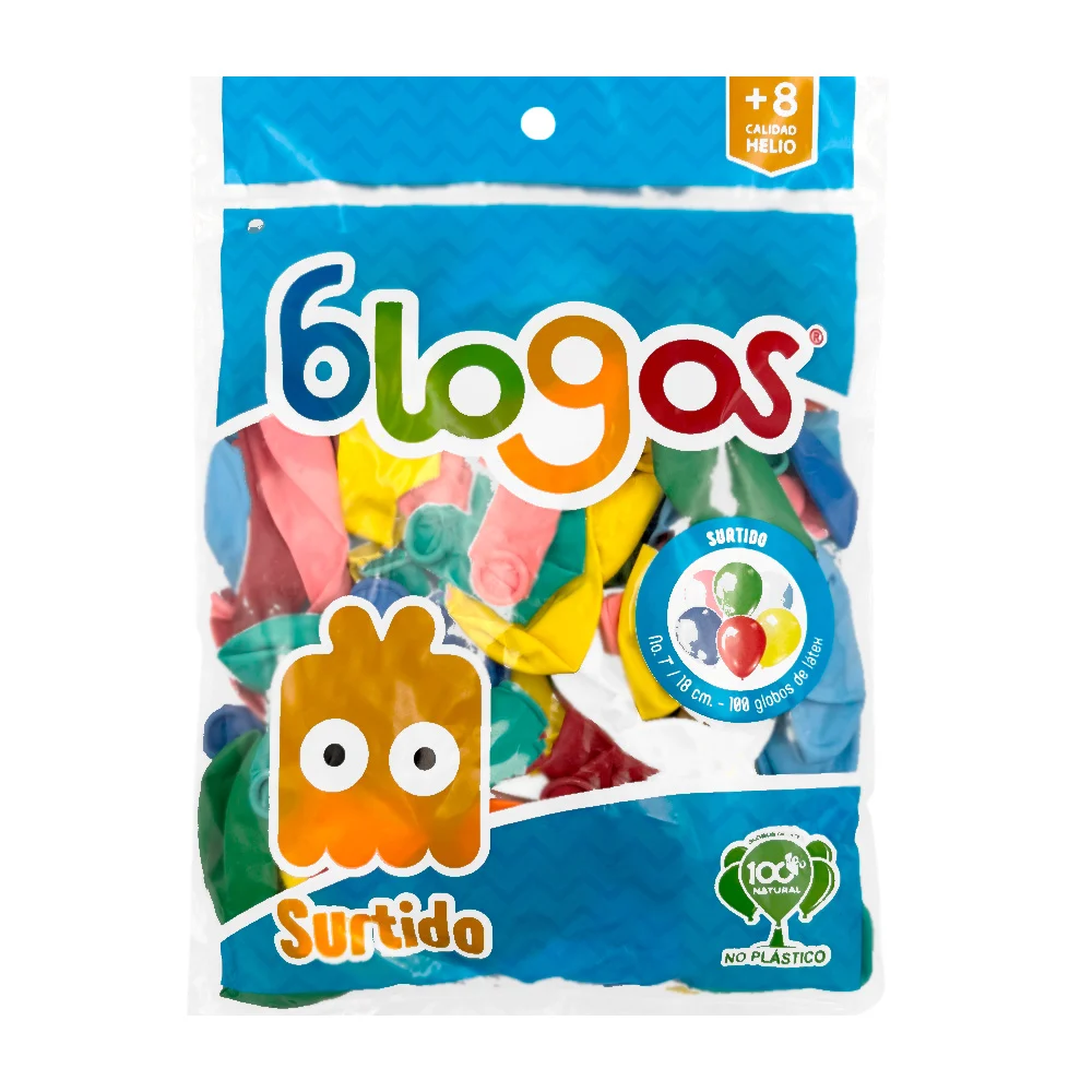 Paquete de 100 globos de 7 in - 18 cm en colores surtidos / blogos su…