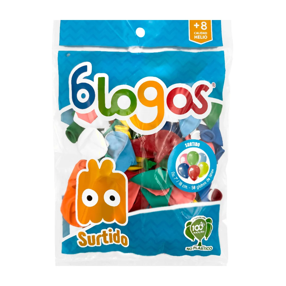 Paquete de 50 globos blogos en colores surtidos de 7 in - 18 cm / glo…