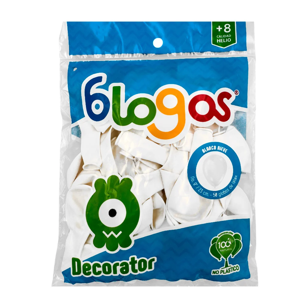 Paquete con 50 globos blogos de 9 in - 23 cm en color blanco / blanco…