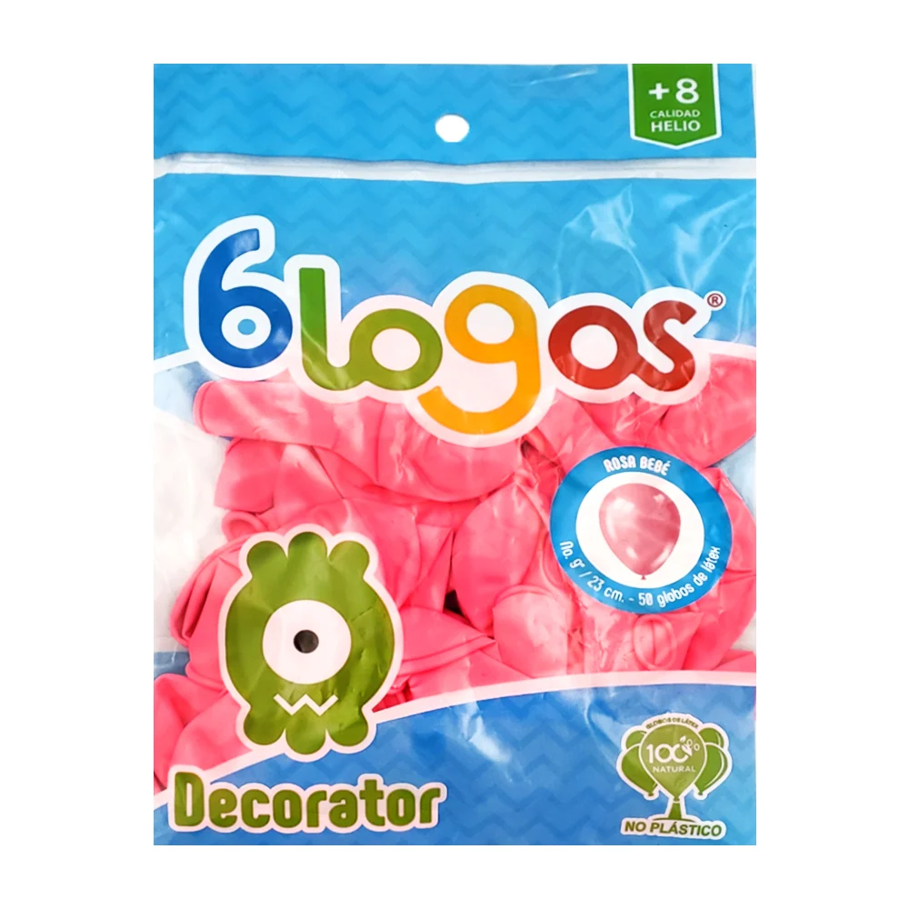 Paquete con 50 globos blogos en color rosa bebé de 9 in - 23 cm / 773…