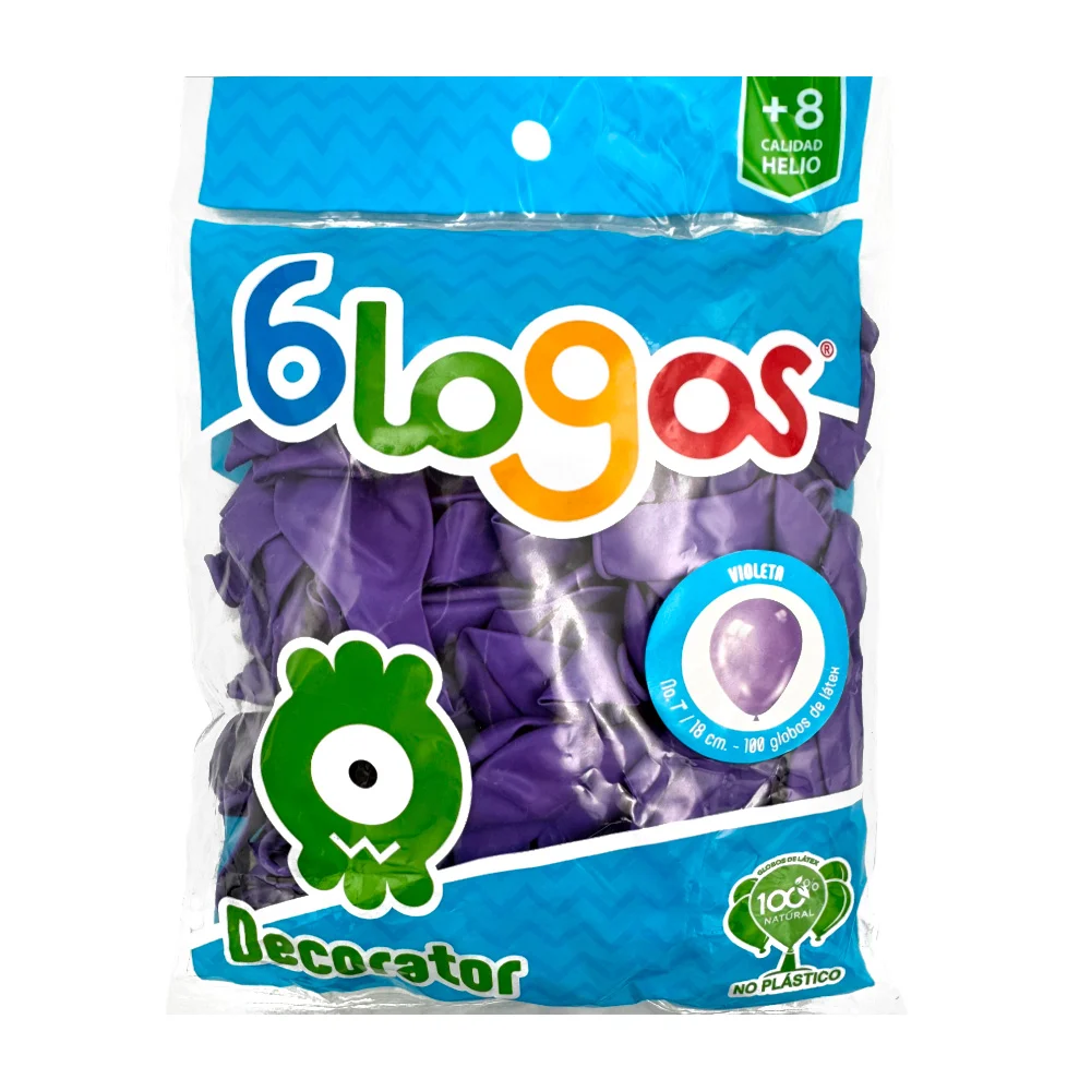 Paquete con 100 globos en color violeta de 7 in - 18 cm / blogos viol…