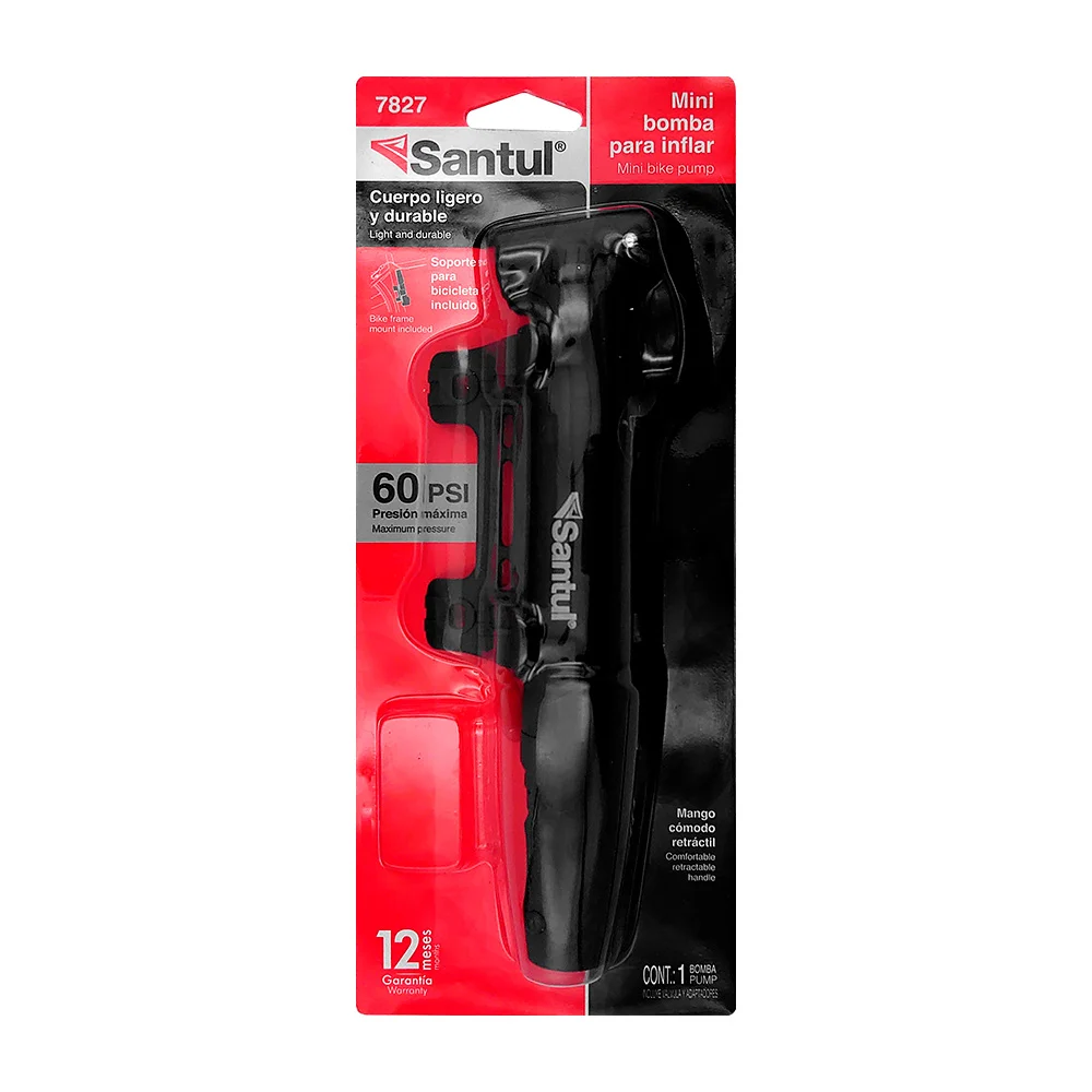 Mini bomba manual santul para inflar bicicletas, multiusos, con mango…