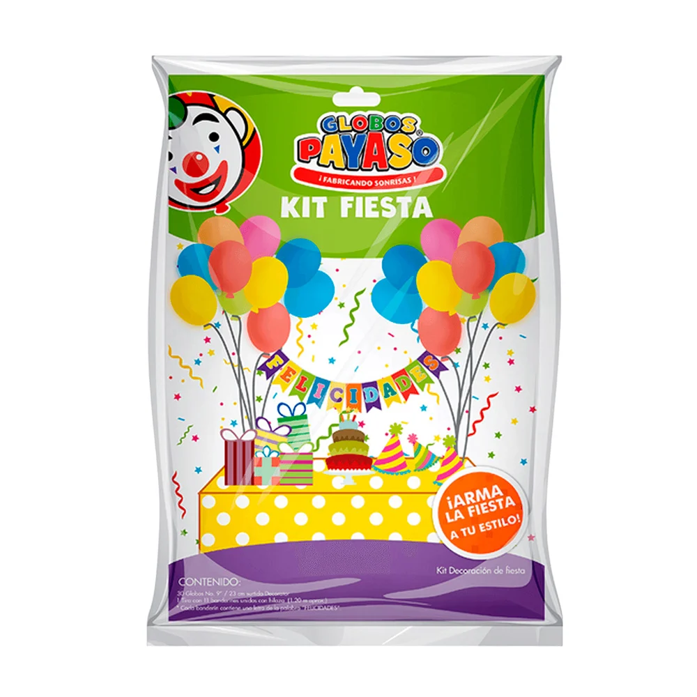 Kit fiesta de globos payaso, con 30 globos de colores y una guirnalda…
