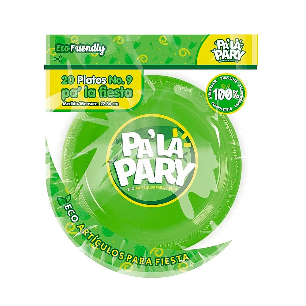 Paquete con 20 platos de plástico en color verde de 9 in - 23 cm / pl…