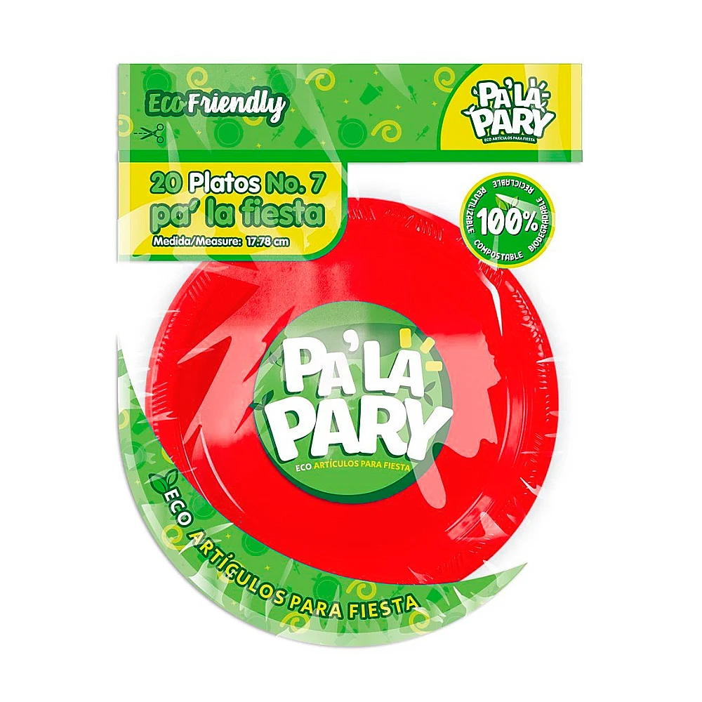 Paquete con 20 platos de plástico en color rojo de 7 in - 18 cm / 788…