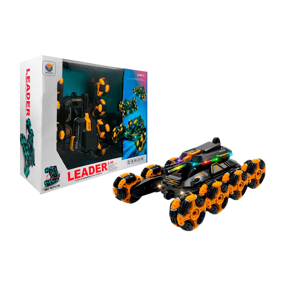 Carro stunt acrobático de 8 llantas + control remoto, luz, sonido y r…