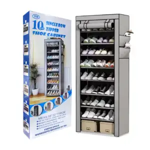 Organizador zapatero de 10 niveles con compartimentos laterales, 58x3…