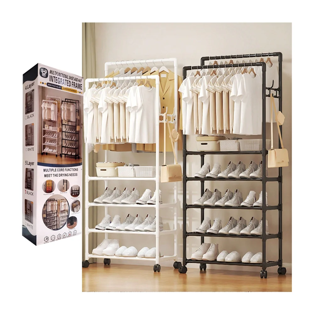 Closet organizador multifuncional con rueditas, 2 tubos para la ropa …