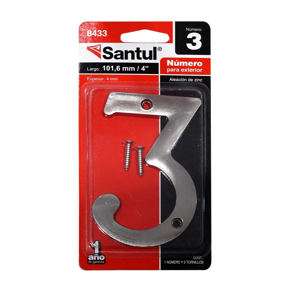 Placa metálica exterior santul de 4 pulgadas en forma de número 3 con…