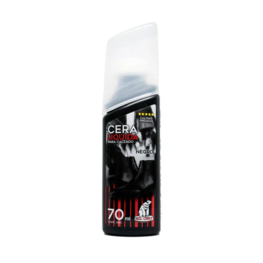 Bote de cera liquida para calzado en color negro con aplicador de esp…