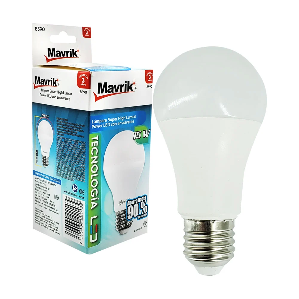 Foco bombilla ahorrador con luz led blanca super high lumen de 15w / …