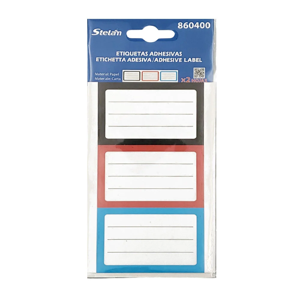 Blíster de papelería con 2 hojas de etiquetas adhesivas pequeñas, var…