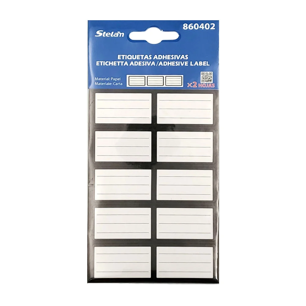 Blister de papelería con 2 hojas de 20 mini etiquetas adhesivas, vari…