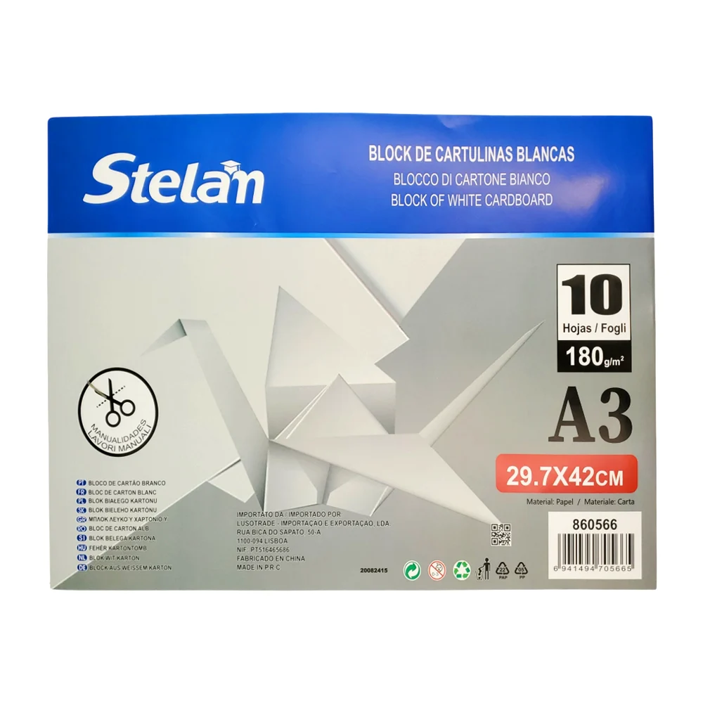 Block con 10 cartulinas de 29.7x42cm / cartulinas a3 / 860566 / cartu…