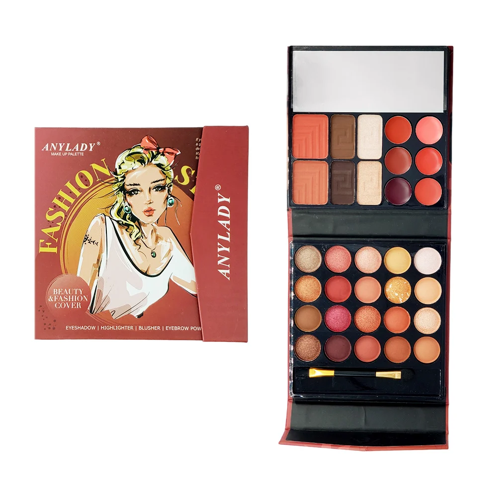 Mini paleta de sombras con 32 colores, espejo y brocha aplicadora, 56g / any lady / 8658ff