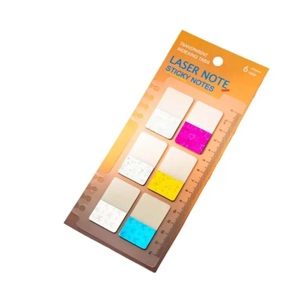 Blíster 6 post it notas adhesivas con estampado holográfico y regla d…