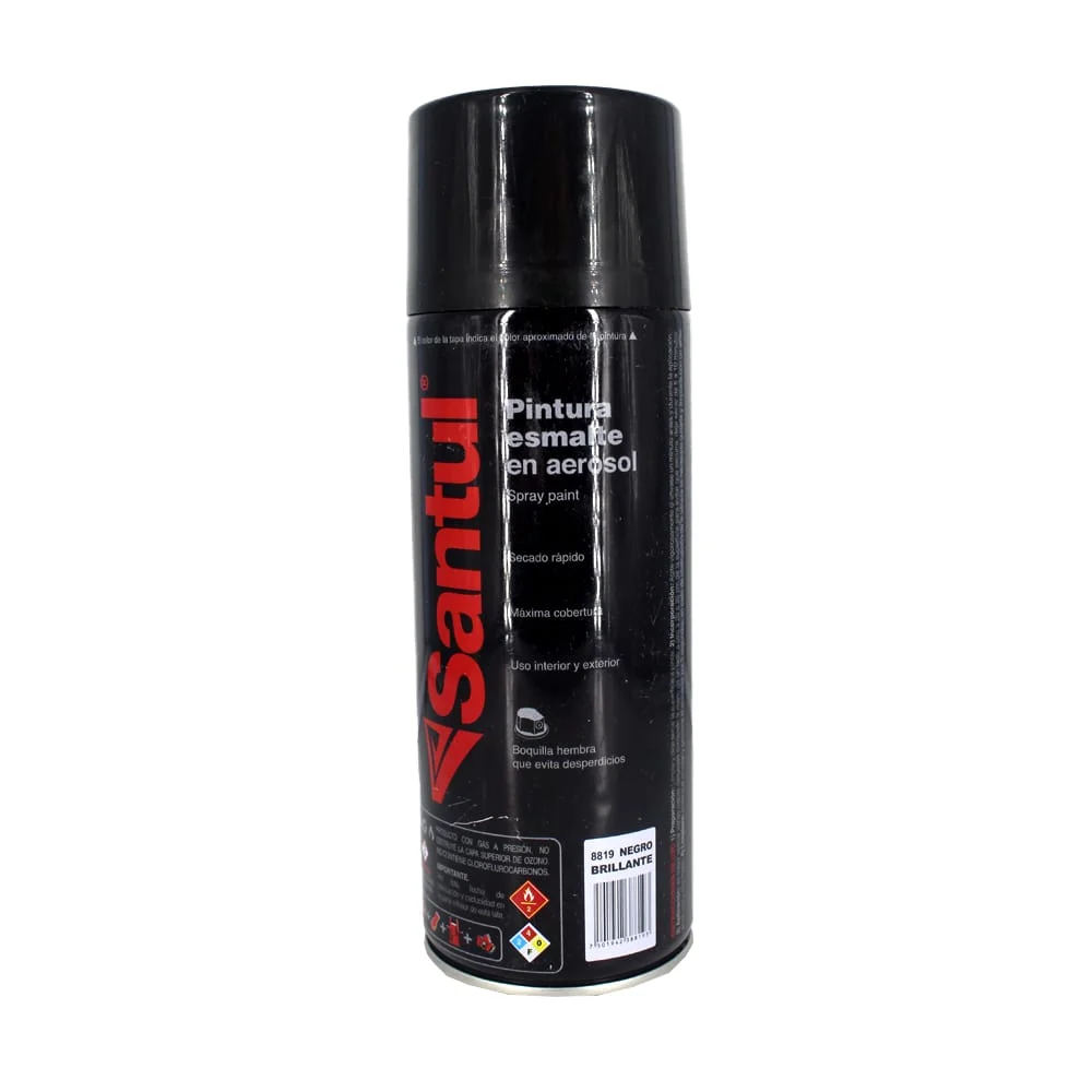 Pintura esmalte en aerosol santul color negro brillante de 300ml / 88…