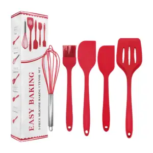 Set con 5 utensilios de silicón para cocina, brocha, batidor, 2 palas…