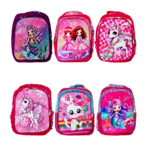 Mochila escolar infantil con 3 compartimientos, diseños con relieve y…