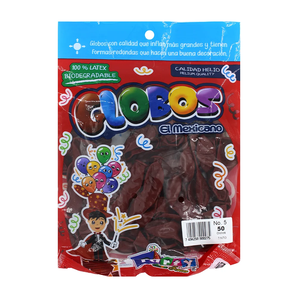 Paquete con 50 globos de látex en color tinto del no. 5 / globos el m…