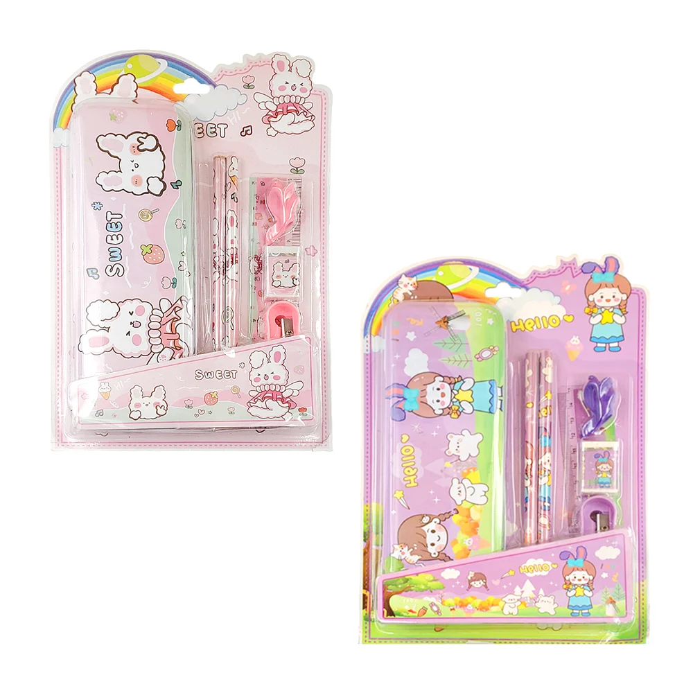 Kit de papelería con estuche lapicera metálica, sacapuntas, regla, 2 …