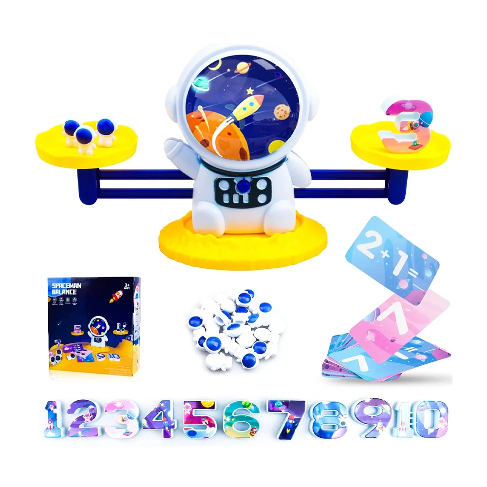 Juego didáctico de matemáticas con balanza en forma de astronauta y a…