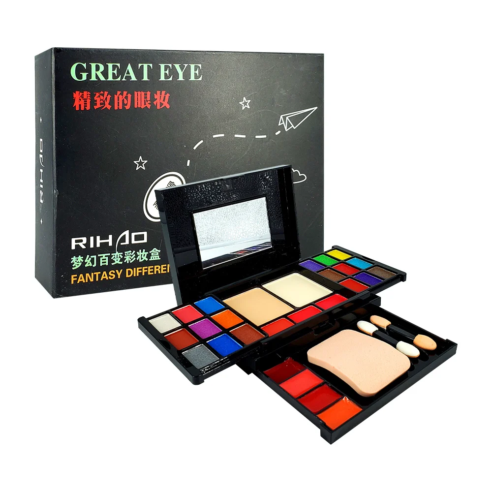Paleta de sombras con 18 tonos de sombras, 3 tonos de rubor, 2 polvos…