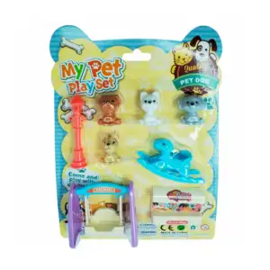 Blíster con 4 mini perros + columpio, caballo mecedor y tienda de sna…