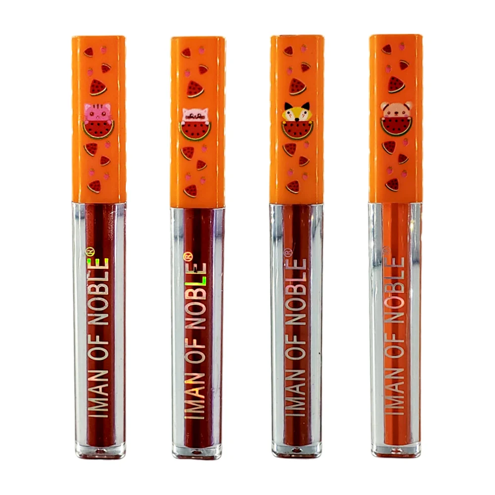 Lip gloss en tono mate con tapadera + diseño de animales y sandias, v…