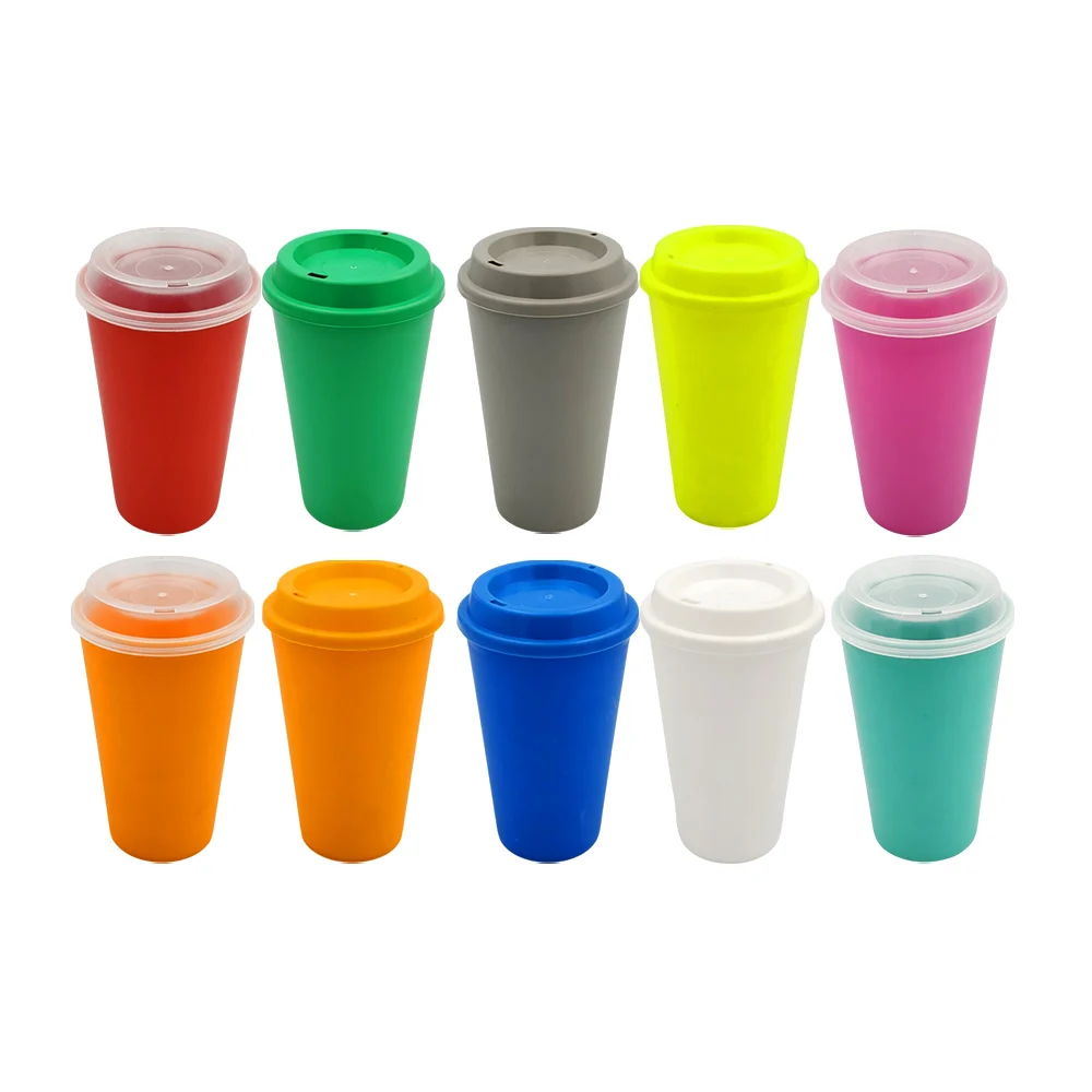 Vaso de plástico para café, tapa lisa o transparente y capacidad 500m…