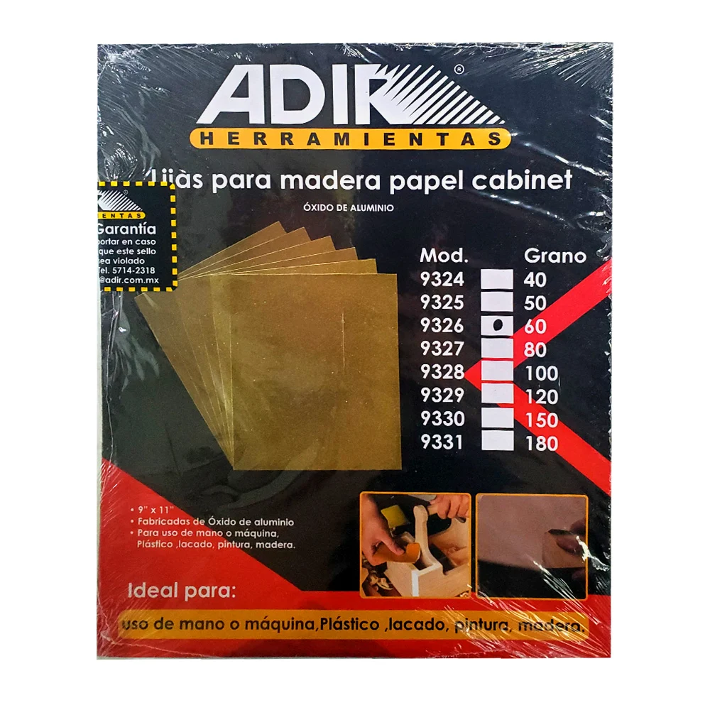 Paquete 25 lijas de papel cabinet para madera grano 60, 9x11 pulgadas…