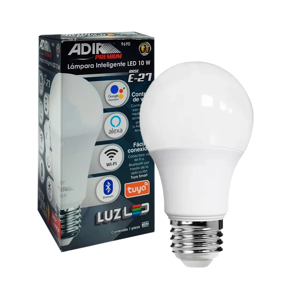 Foco bombilla inteligente con luz led de 10w y conexión wifi o blueto…