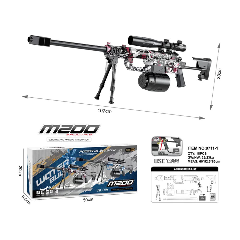 Pistola tipo rifle francotirador de hidrogel con accesorios y diseño …
