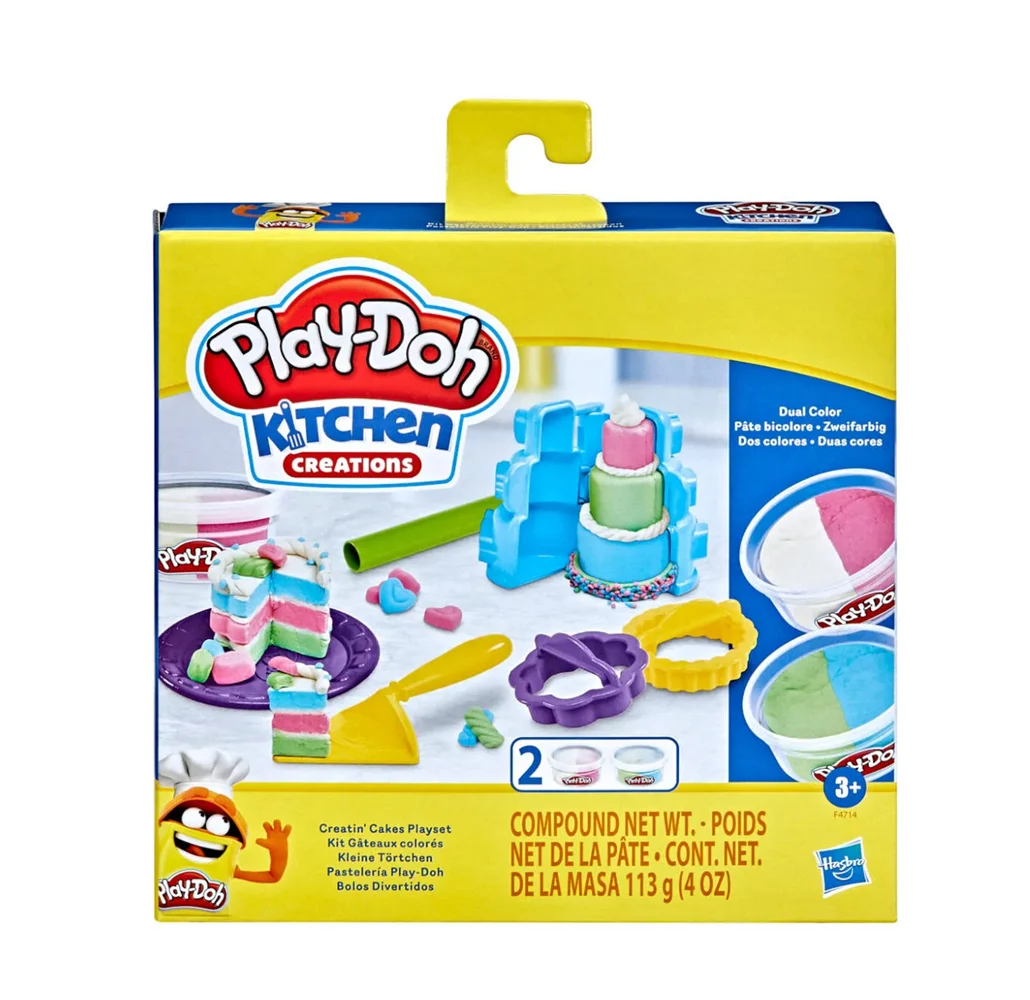 Juego de 2 masas bicolor play-doh + molde para hacer pastel y utensil…