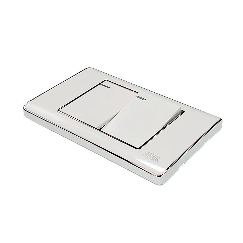 Placa con doble apagador sencillo, color blanco con marcos plateados …