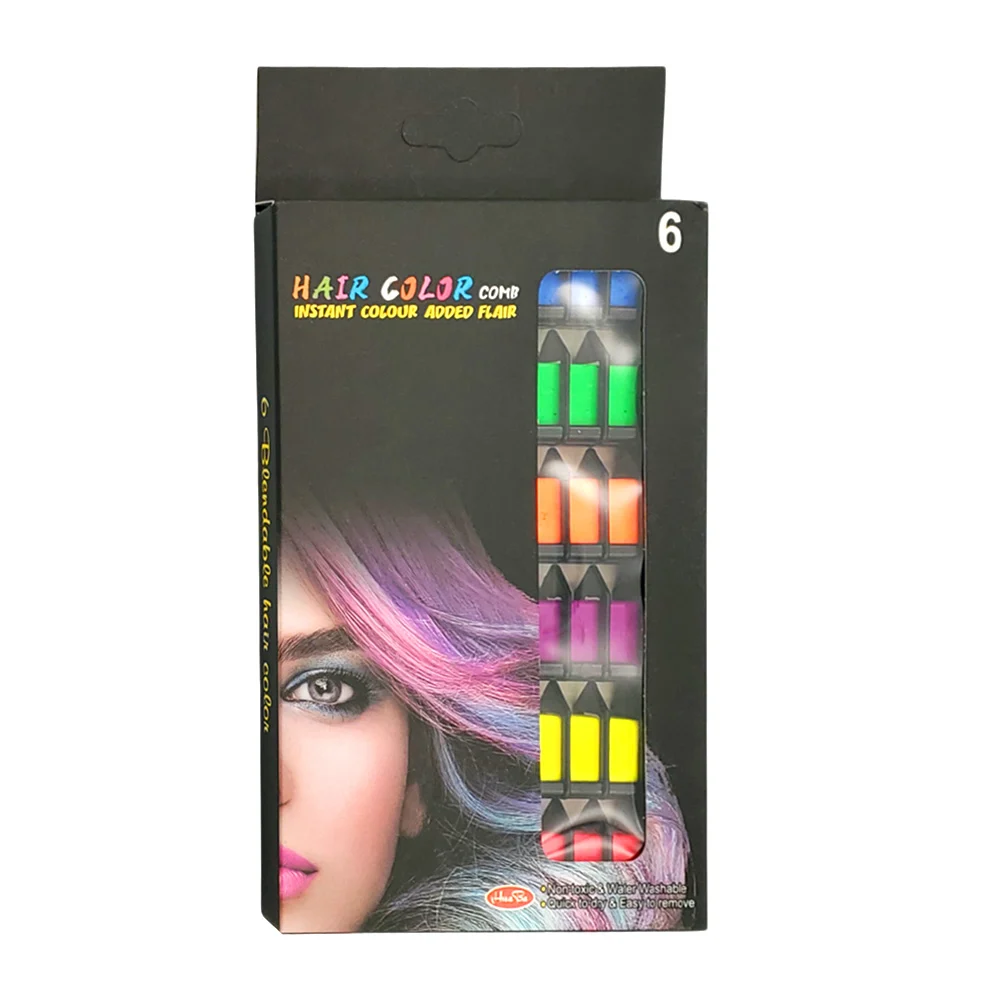 Set de 6 peines con tiza para teñir el cabello con diferentes colores…