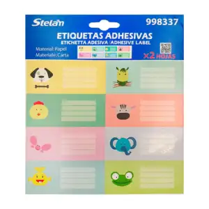 Blíster de papelería con 2 hojas de etiquetas adhesivas medianas, con…