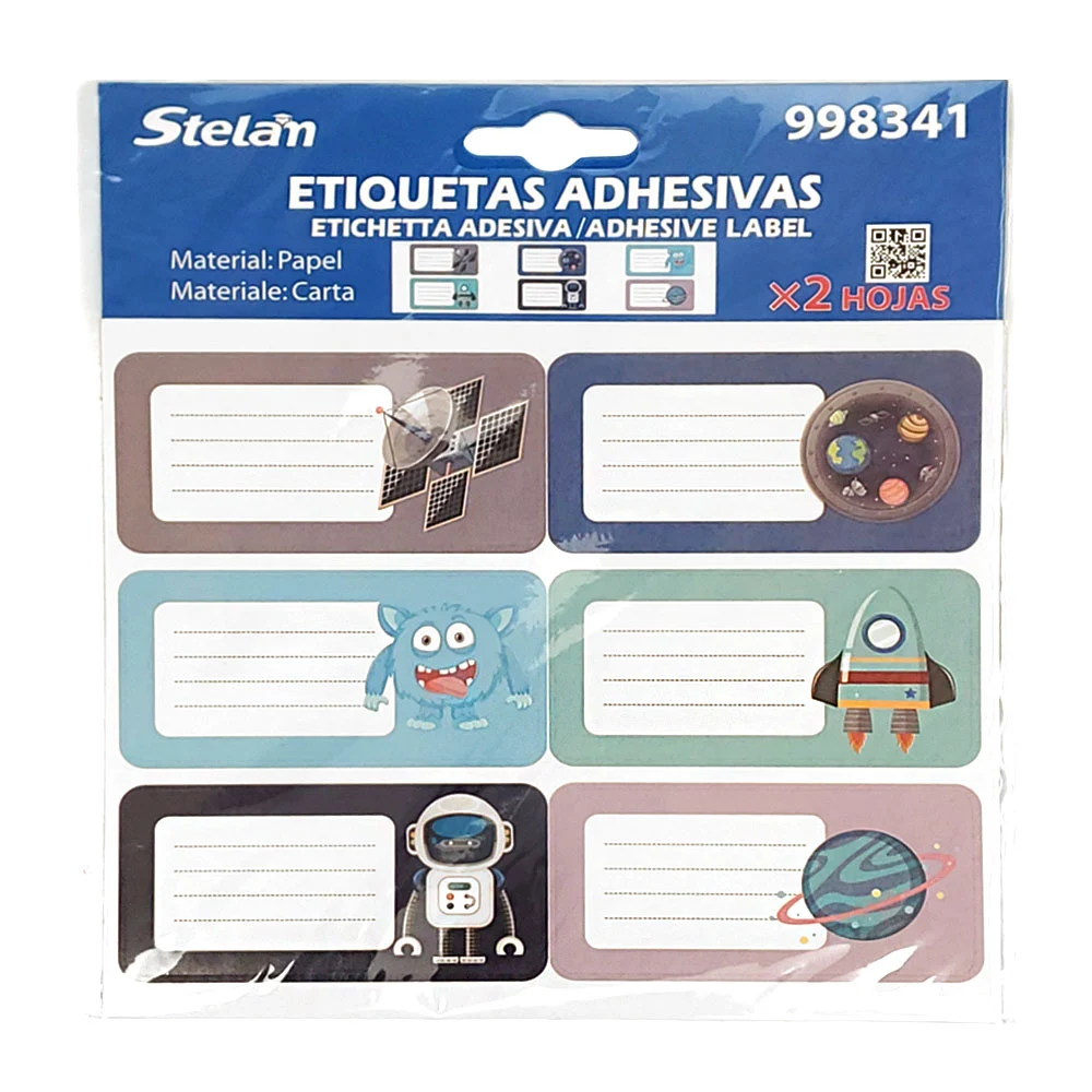 Blíster de papelería con etiquetas adhesivas de diseño animado, varie…
