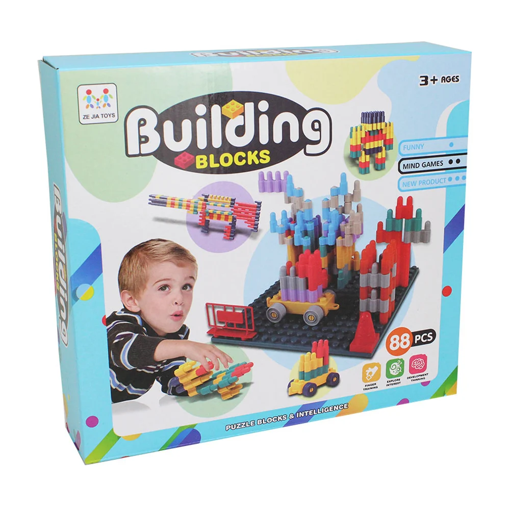 Juguete educativo infantil de bloques para construcción con 88pcs par…
