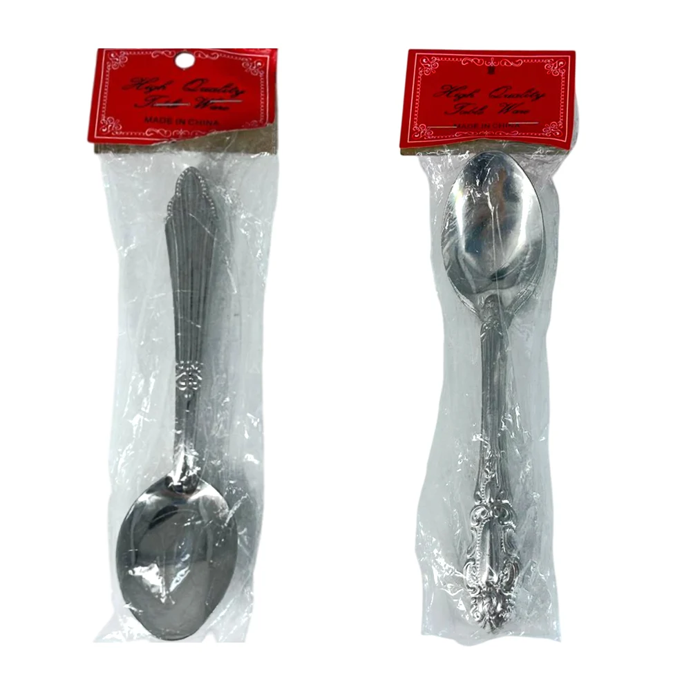 Paquete con 12 cucharas soperas de acero inoxidable con diseño en aga…
