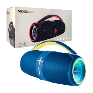 Bocina radio bluetooth moreka portátil con luz rgb, agarradera, entra…