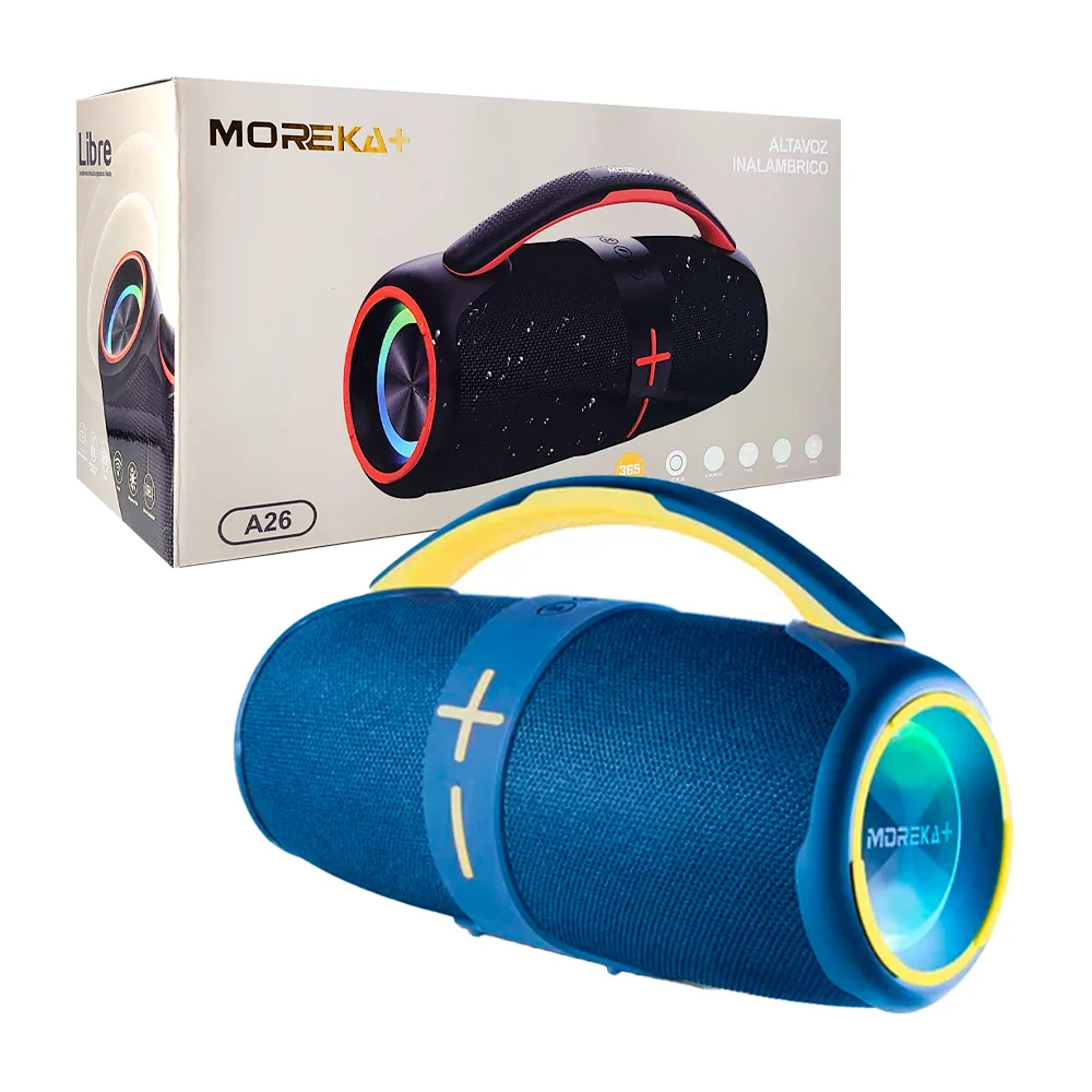 Bocina radio bluetooth moreka portátil con luz rgb, agarradera, entra…