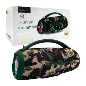 Bocina cilíndrica grande moreka con agarradera y detalles en rgb y re…