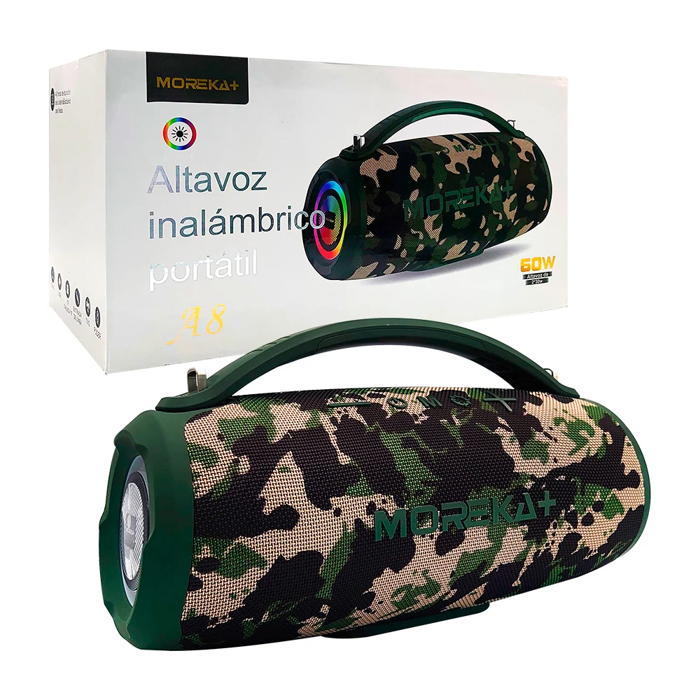 Bocina cilíndrica grande moreka con agarradera y detalles en rgb y re…