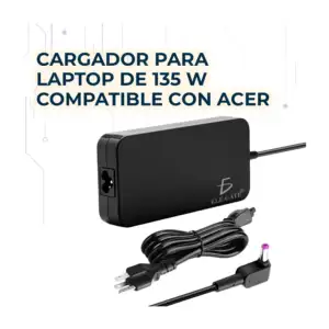 Cargador para laptop compatible con acer 5.5x1.7mm de 19 volts, 7.1a …