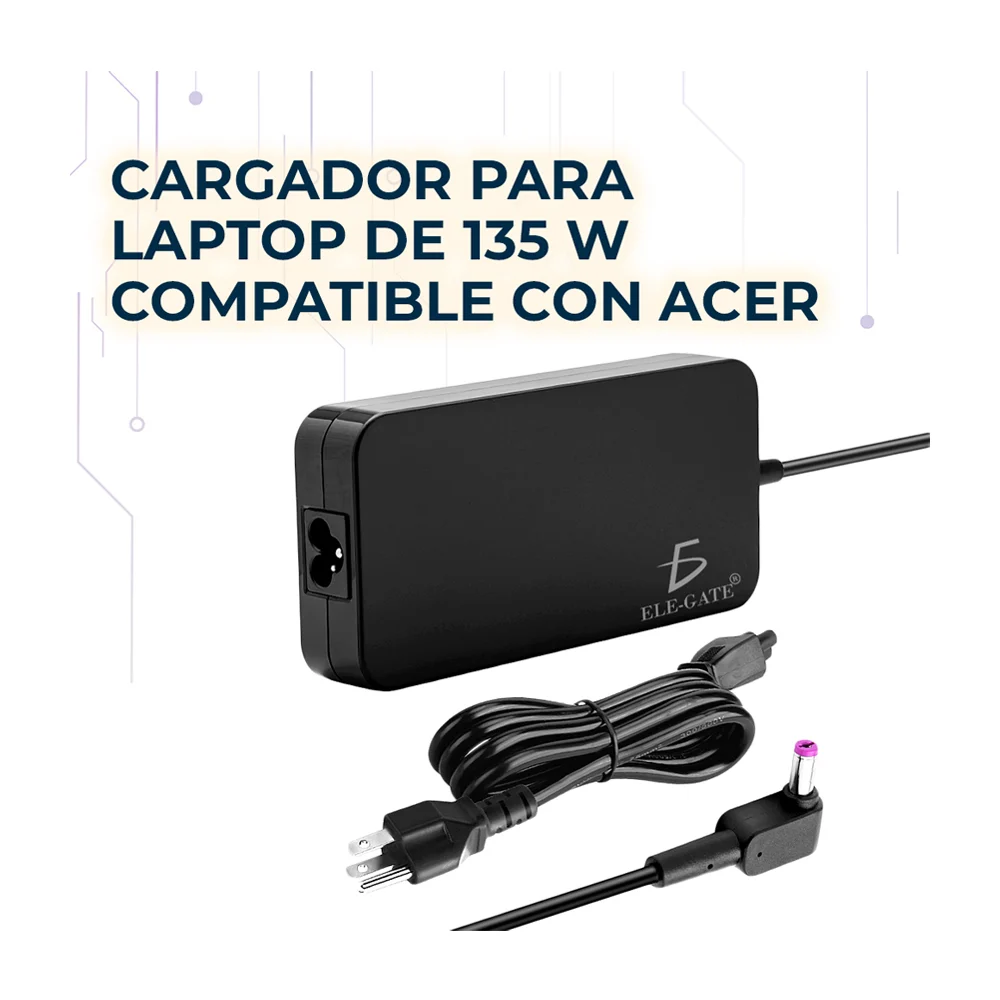 Cargador para laptop compatible con acer 5.5x1.7mm de 19 volts, 7.1a …